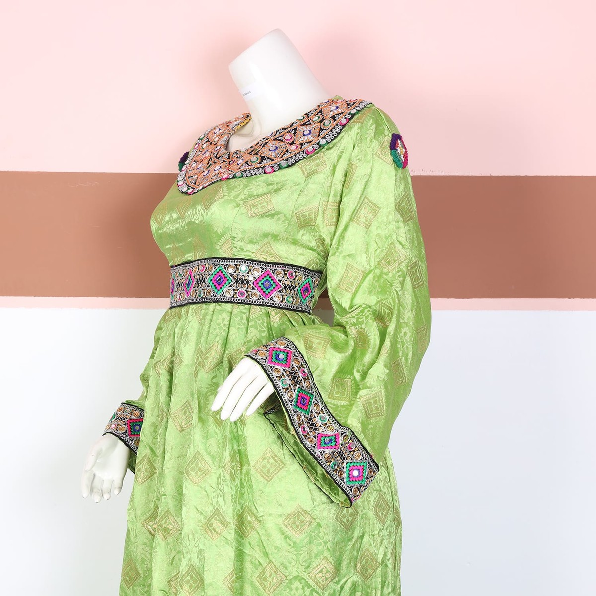 Light Green Traditional Afghani Dress 3
