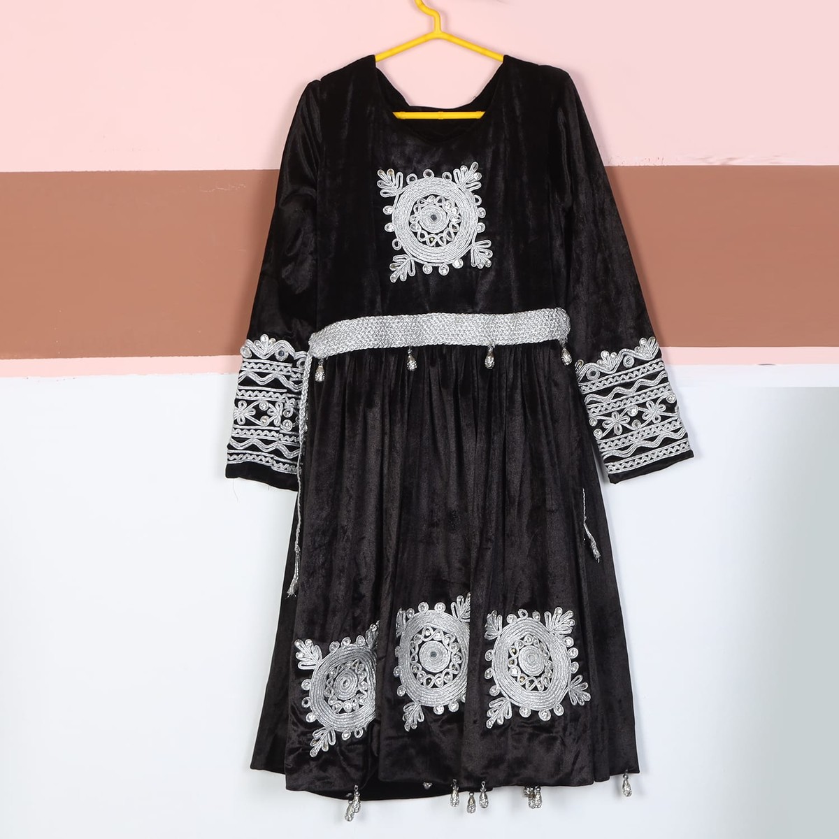 Black Velvet Traditional Afghani Dress girl 1