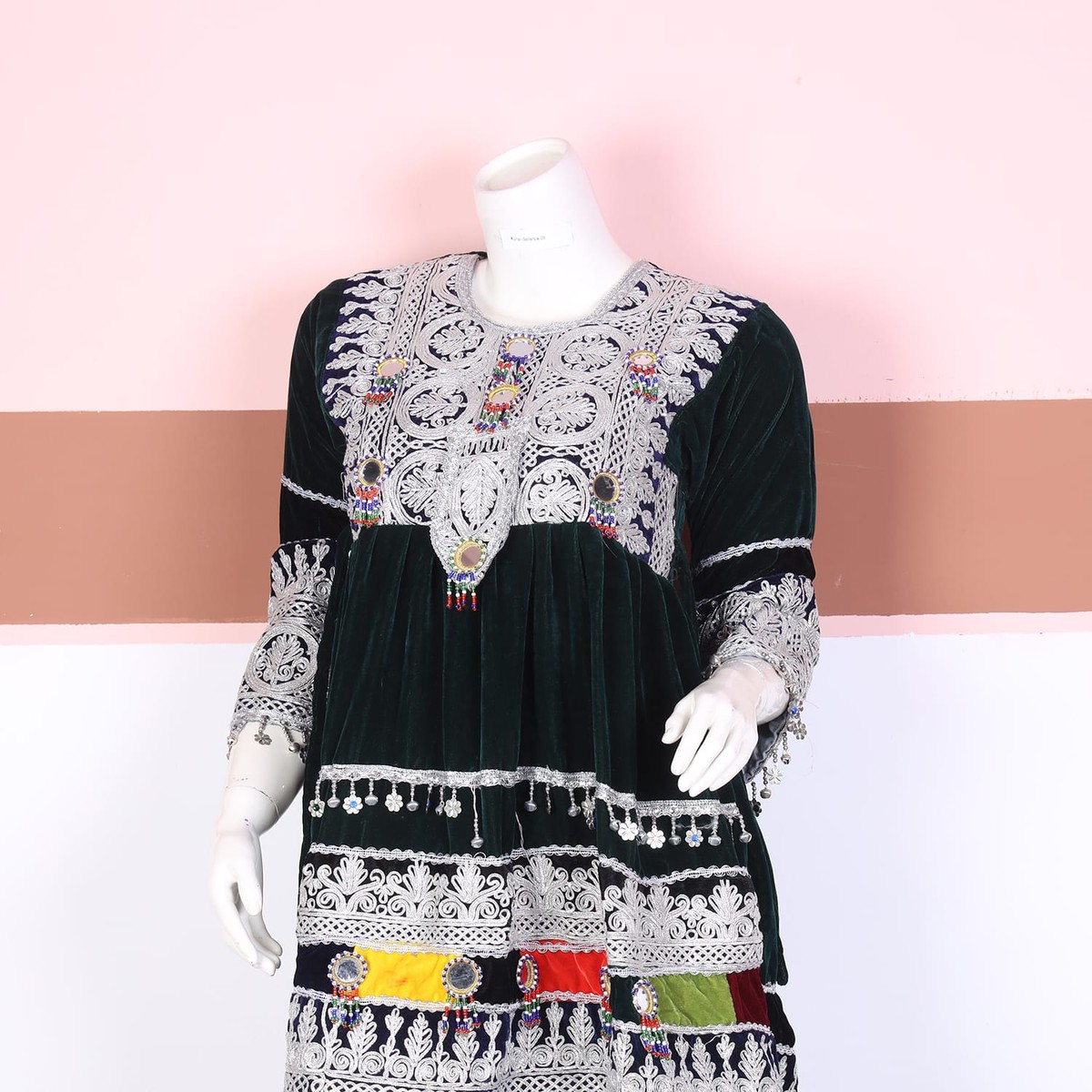 Dark Green Velvet Afghani Dress 2