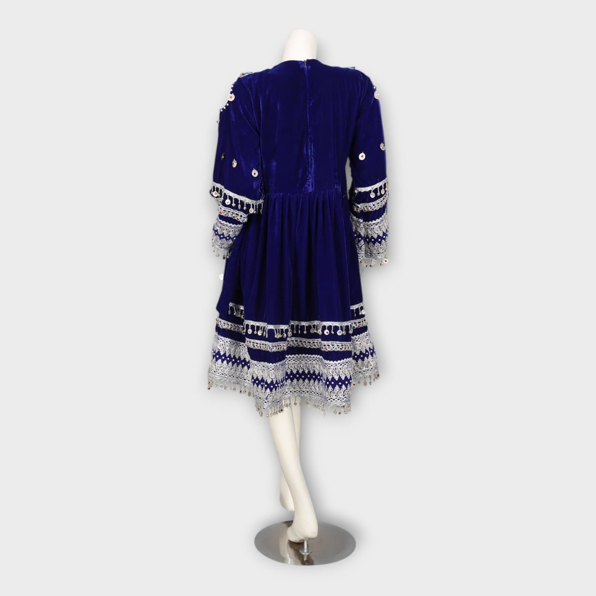Royal Blue Velvet Ghandi Afghan Dress 1