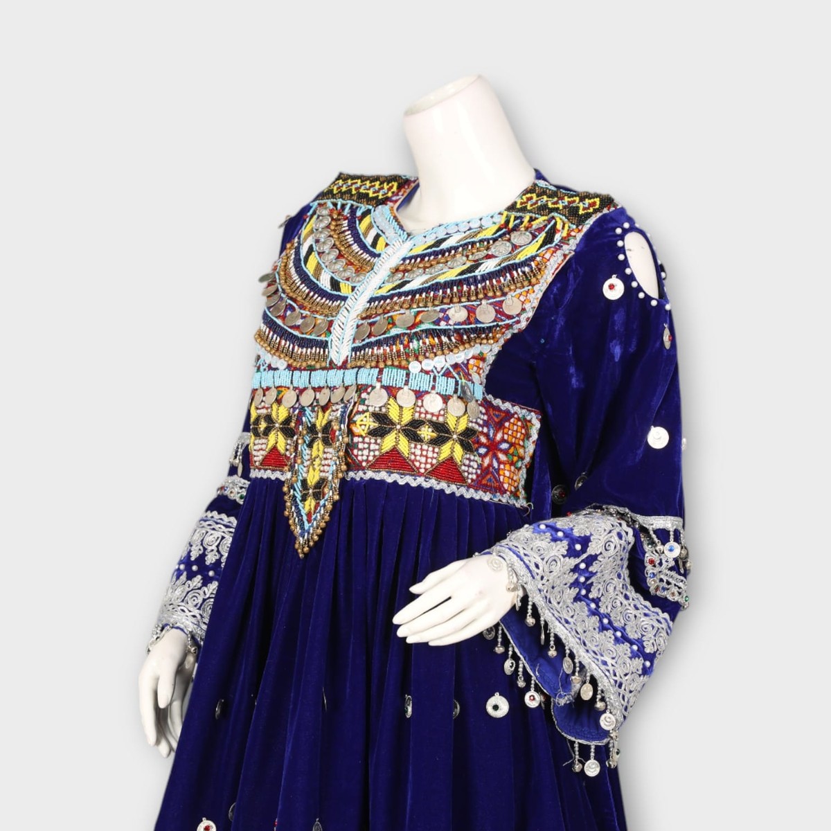 Royal Blue Velvet Ghandi Afghan Dress 2