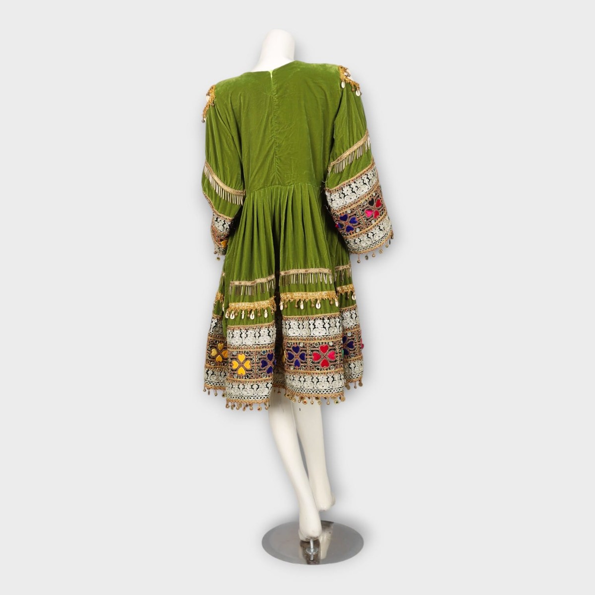 Green Velvet Traditional Ghandi Afghan Dress 2