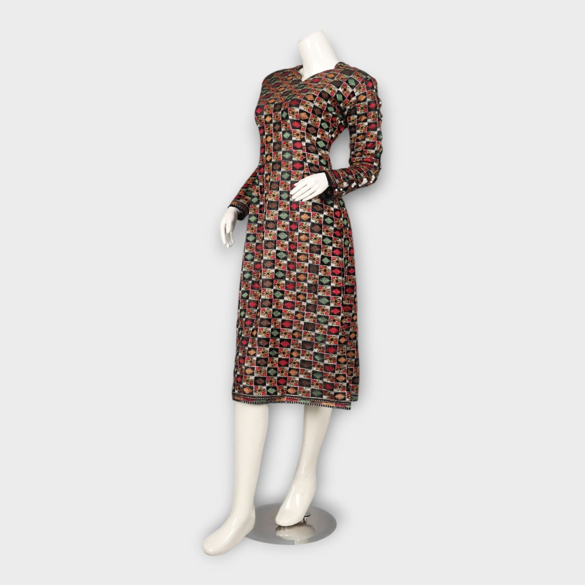 Traditional Multicolor Block Print Long Dress 5