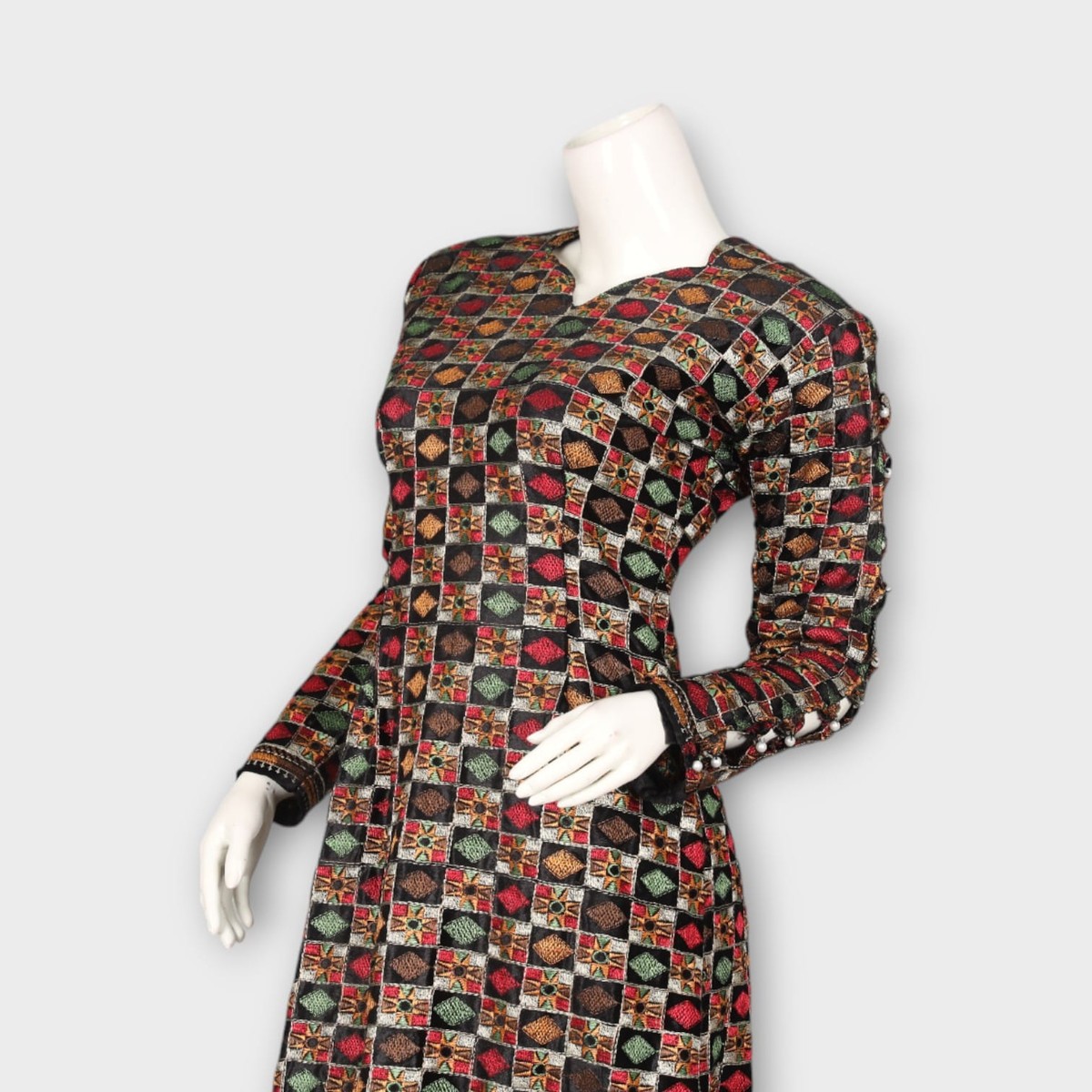 Traditional Multicolor Block Print Long Dress 4
