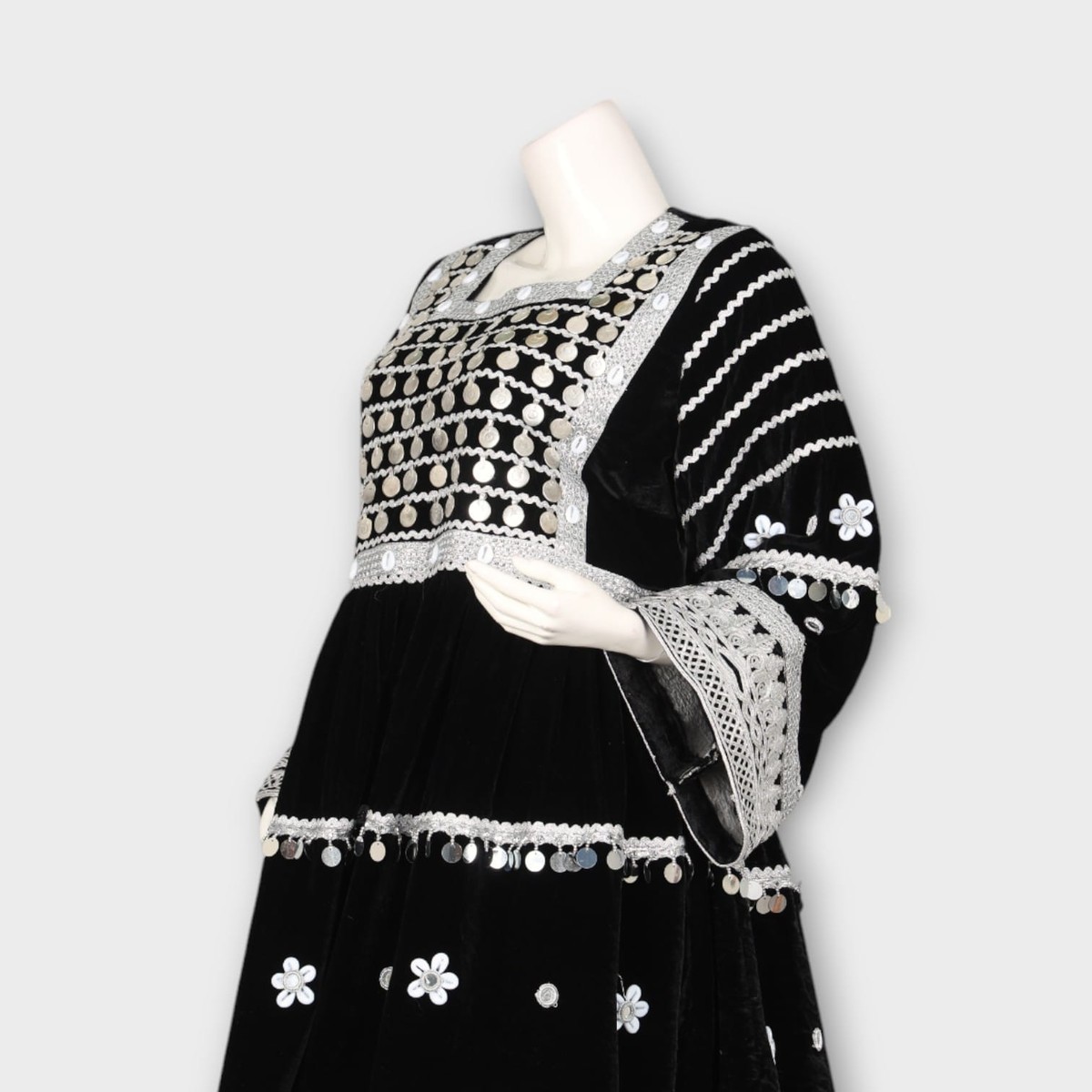 sachin and babi light blue dress Black and White Embroidered Dress - Ann N Eve Exclusive - Made to Order main image 1