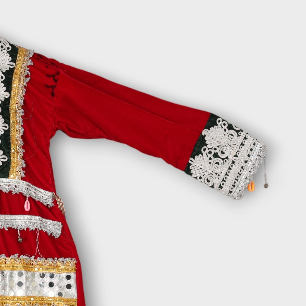 Red Traditional Afghani Baby Dress with Lace and Beaded Embellishments 3