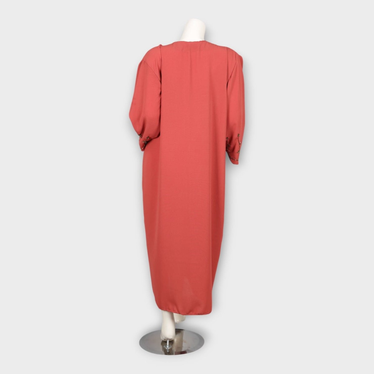 Dusty Rose Embroidered Modest Dress with Side Slit 5