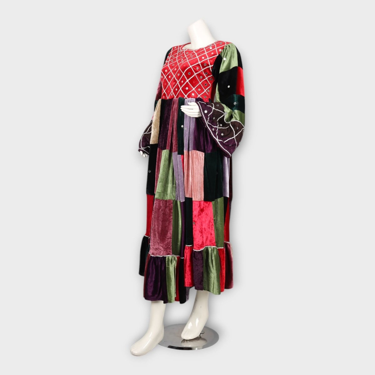 Colorful Patchwork Afghani Velvet Dress 4