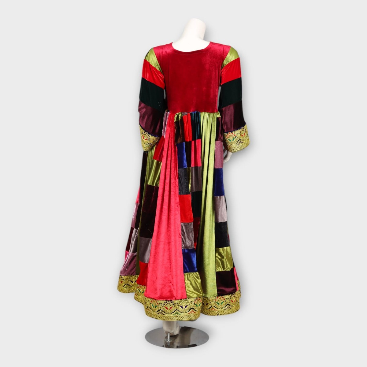 Traditional Afghani Patchwork Velvet Dress 3