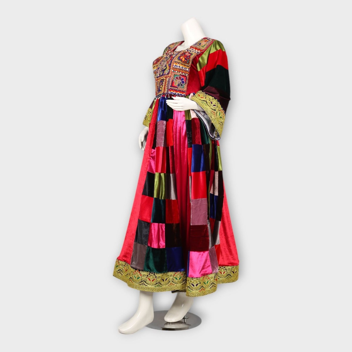 Traditional Afghani Patchwork Velvet Dress 2
