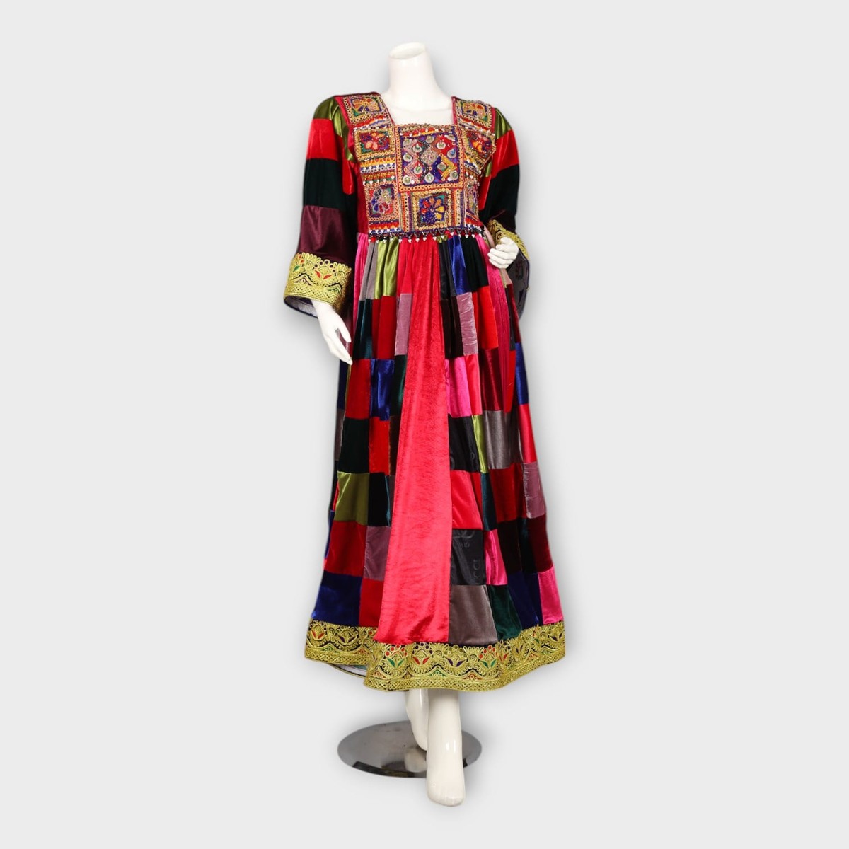 Traditional Afghani Patchwork Velvet Dress 5
