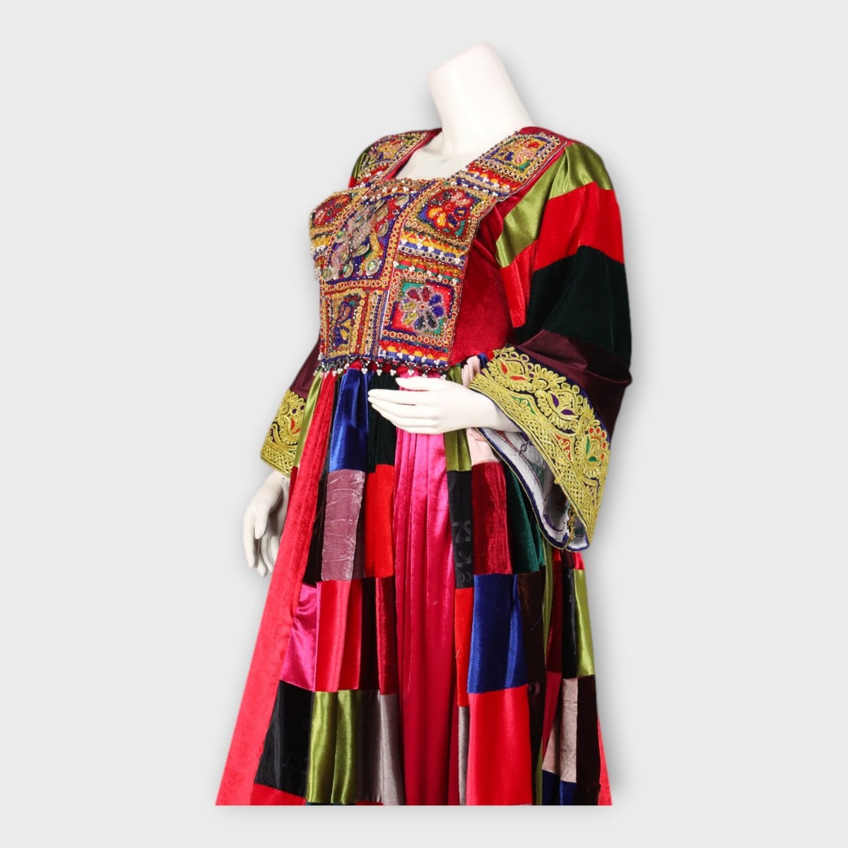 Traditional Afghani Patchwork Velvet Dress 1