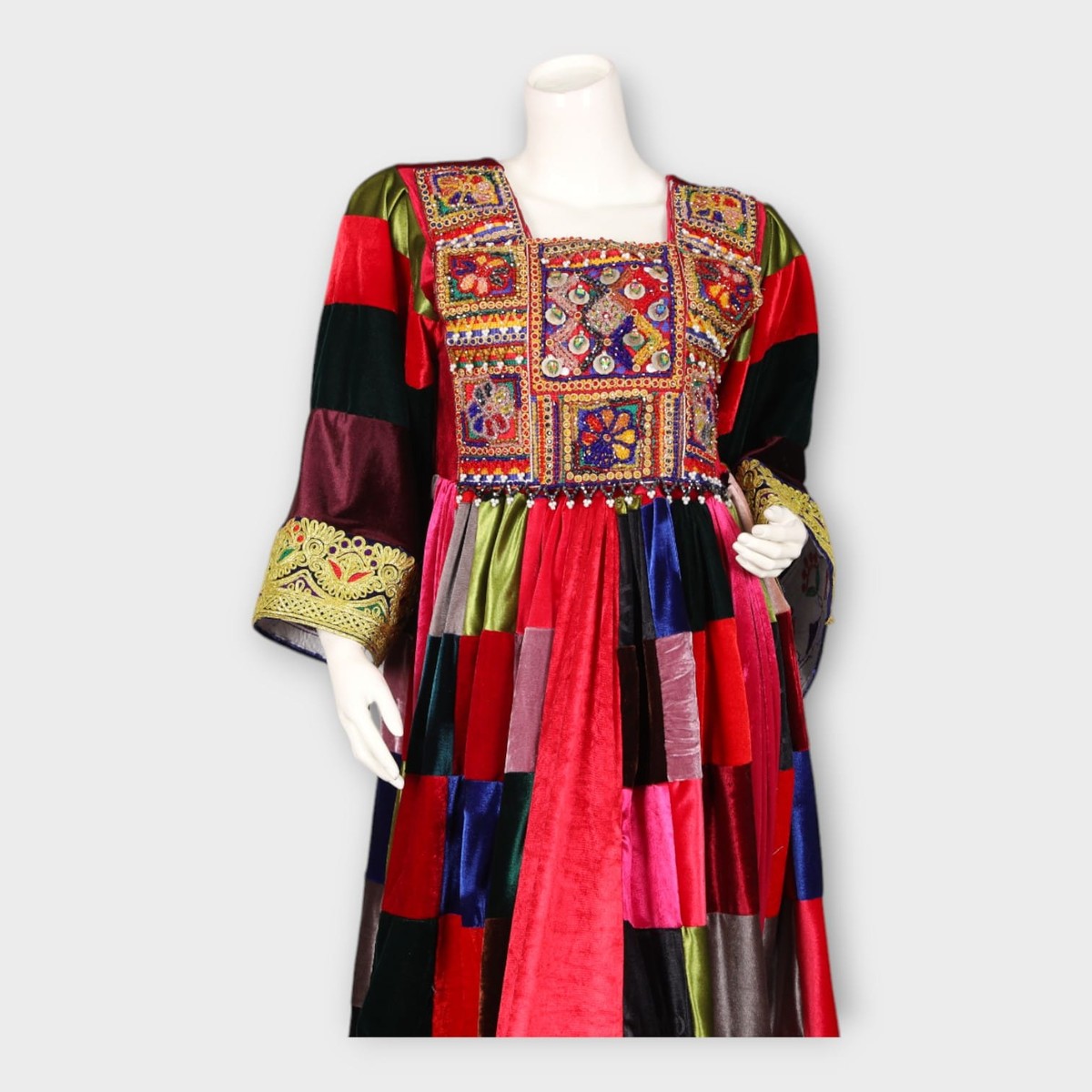 Traditional Afghani Patchwork Velvet Dress 4