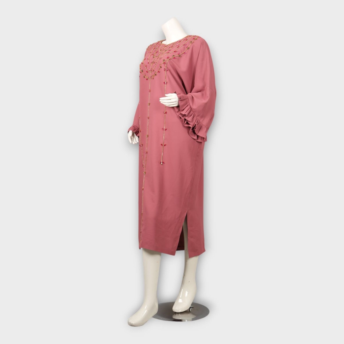 Dusty Rose Hand-Embroidered Afghani Maxi Dress 3