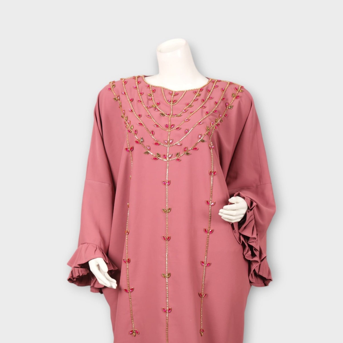 Dusty Rose Hand-Embroidered Afghani Maxi Dress 4