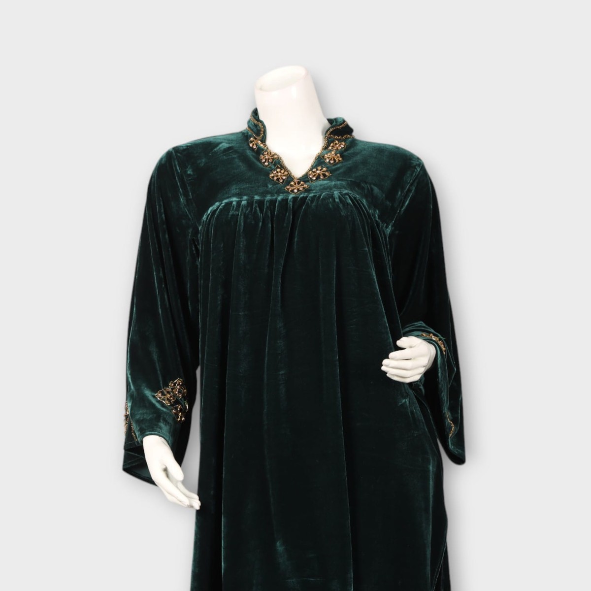 Emerald Velvet Afghani Embroidered Two-Piece Set 4