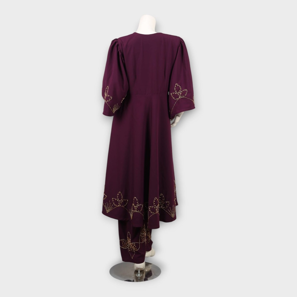 Plum Embroidered Afghani Two-Piece Set 1