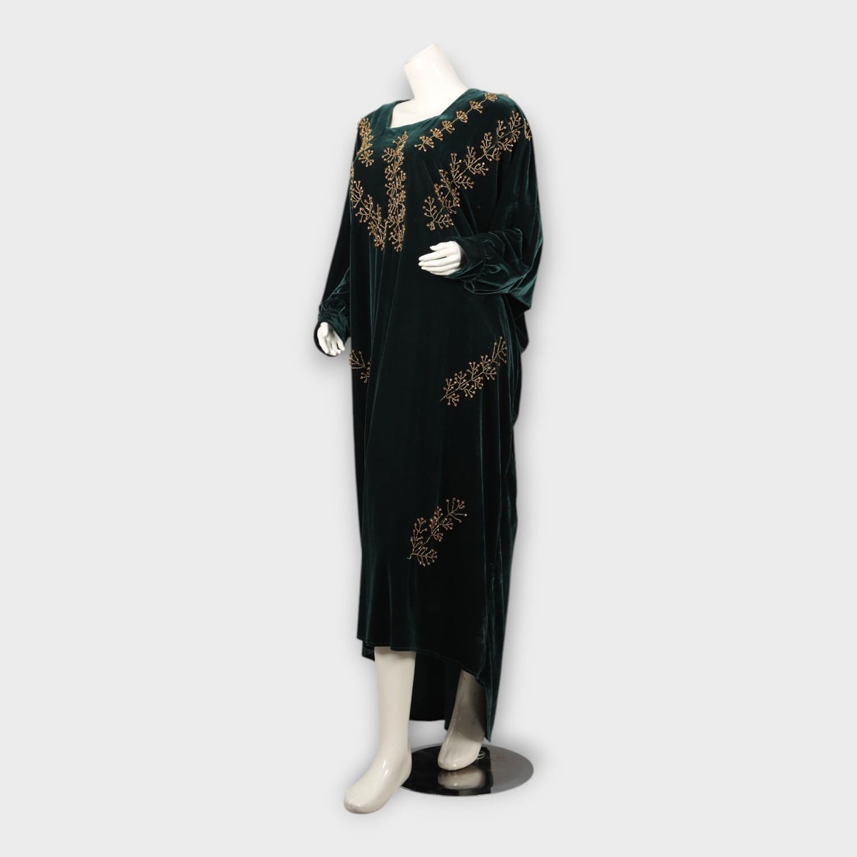 Emerald Green Embroidered Abaya 2