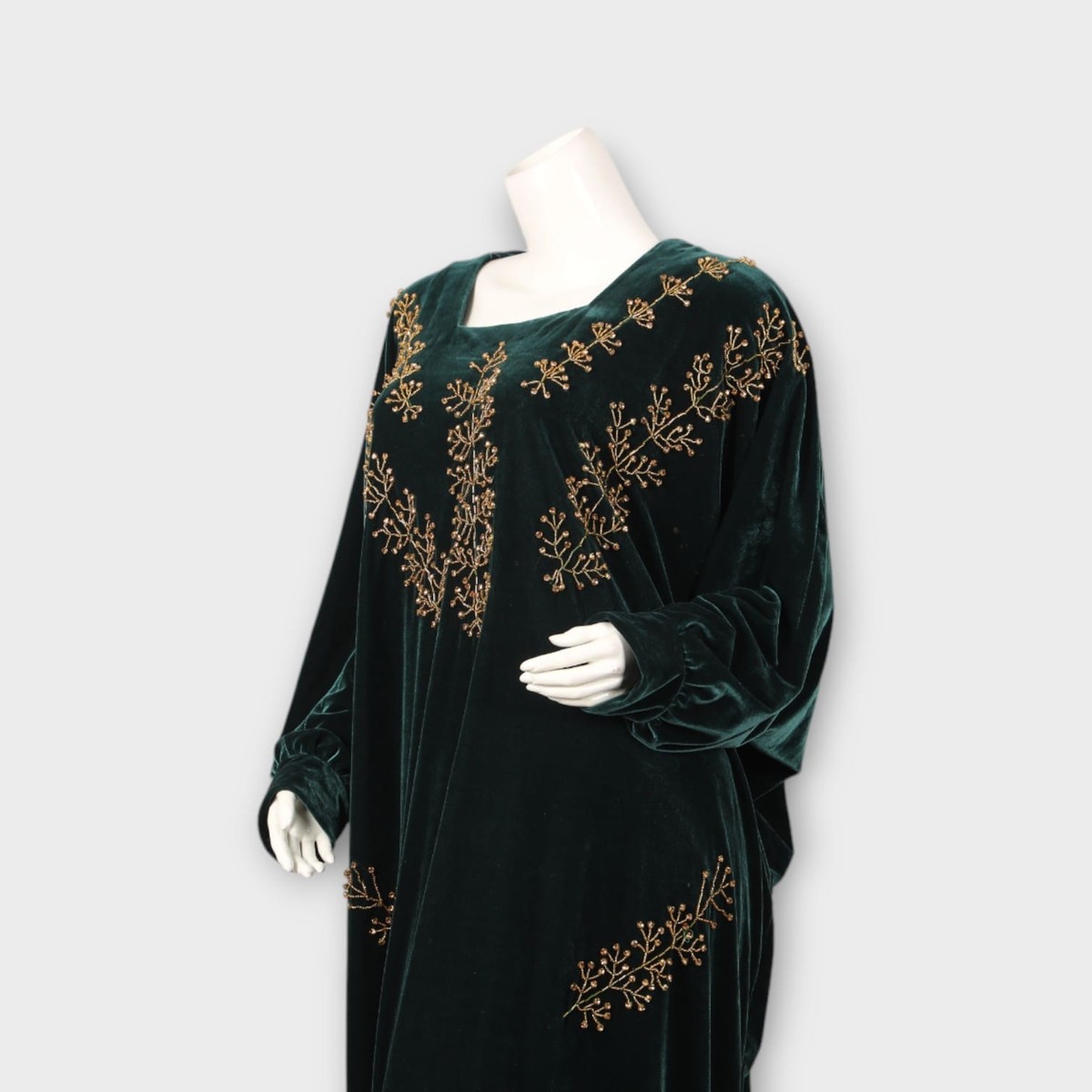 Emerald Green Embroidered Abaya 3