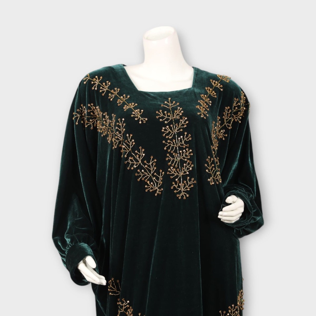 Emerald Green Embroidered Abaya 4