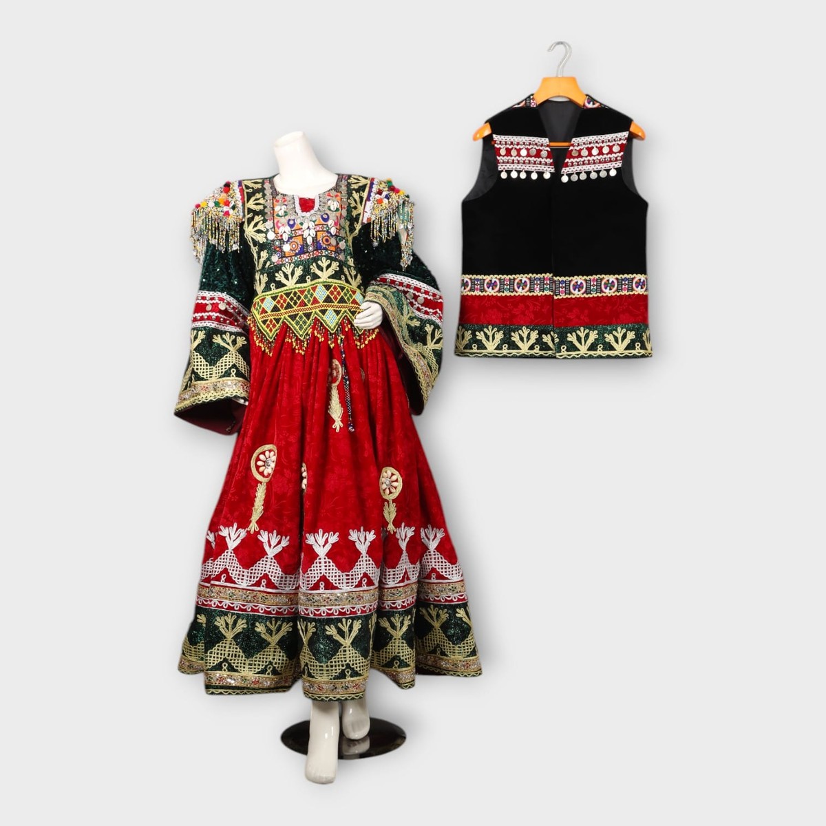 Heritage Gandi Afghani Outfit with Embroidered Waiscoat 2