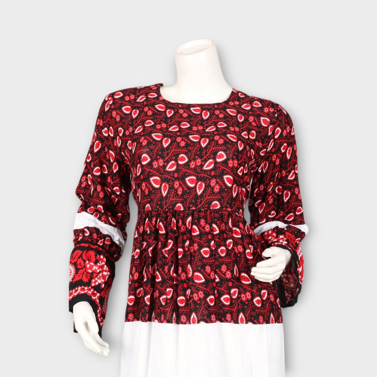 Red and White Paisley Print Maxi Dress 3