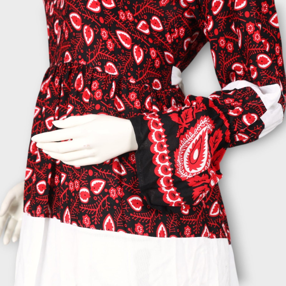 Red and White Paisley Print Maxi Dress 2