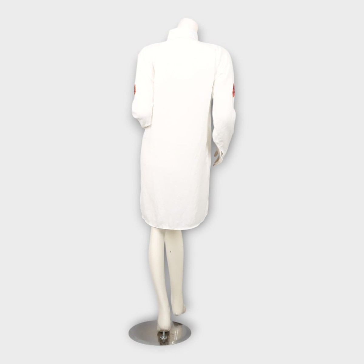 White Shirt Dress with Traditional Embroidery Patch 4