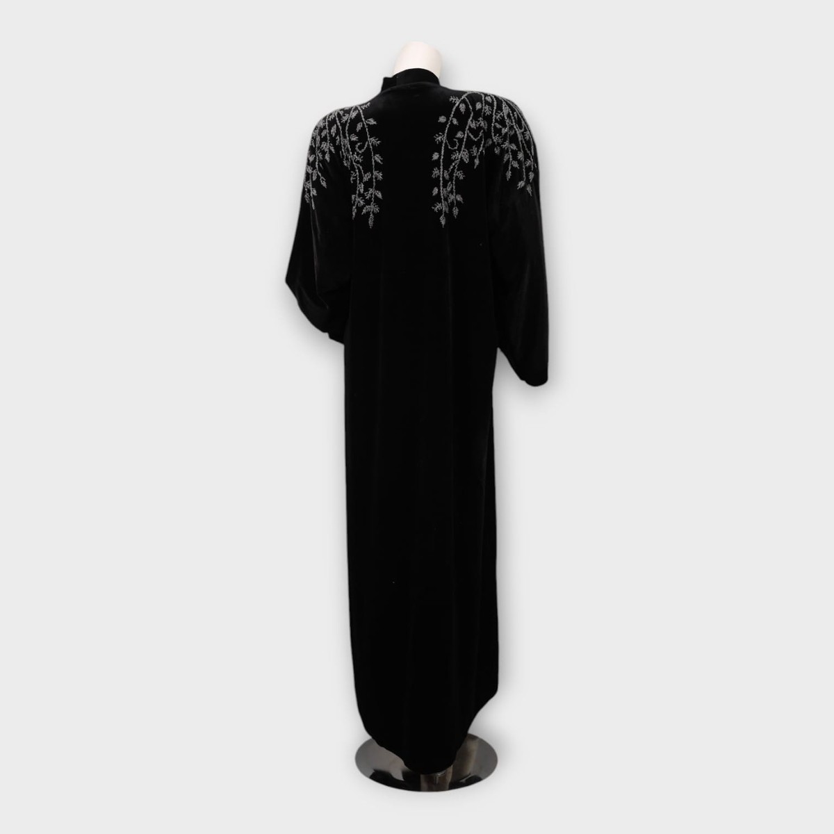 Black Abaya with Silver Embroidered Shoulder Design 2