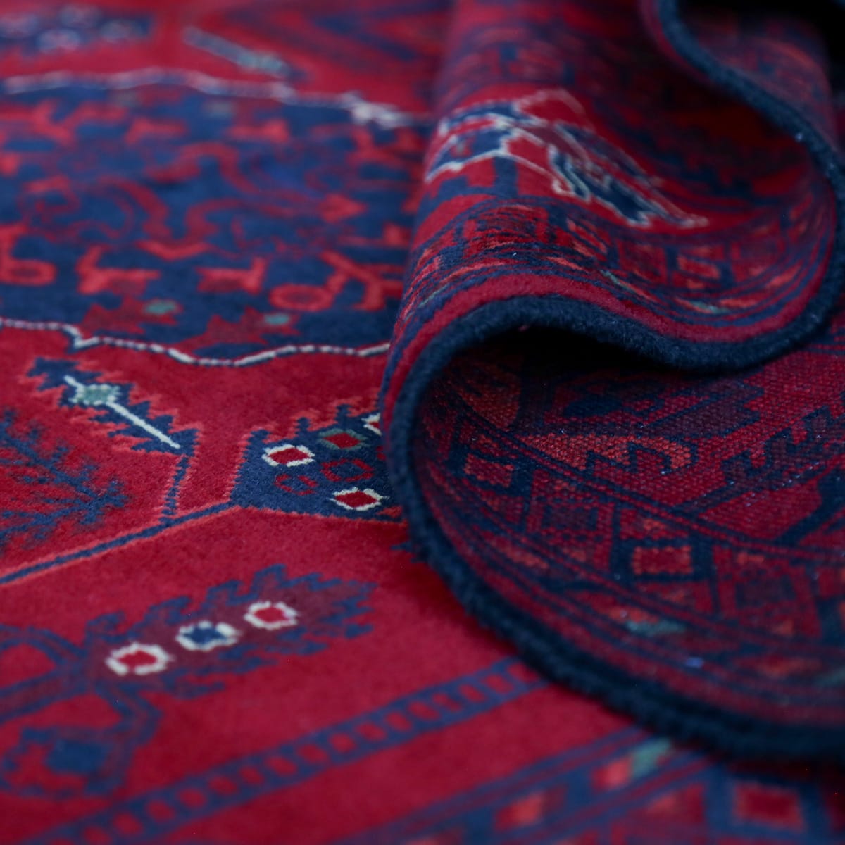 Afghani Khal Mohammadi Burgundy Rug | 8.2 x 4.3 ft 2