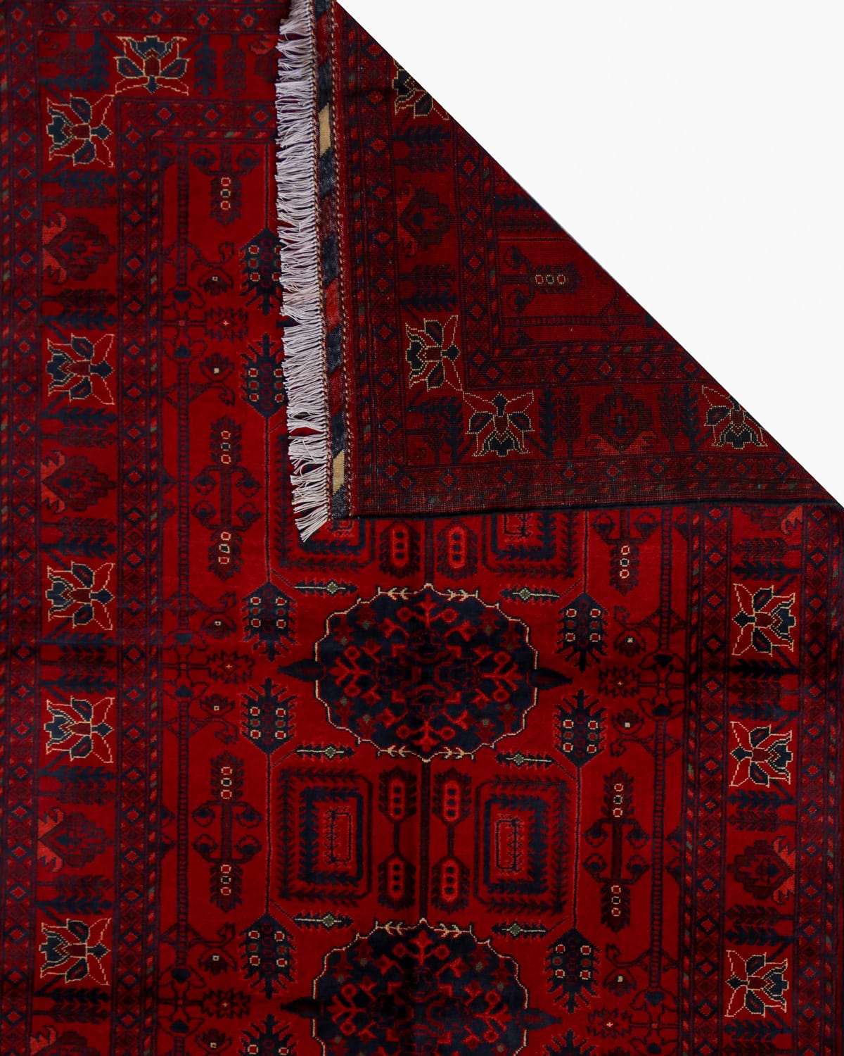 Afghani Khal Mohammadi Burgundy Rug | 8.2 x 4.3 ft 4