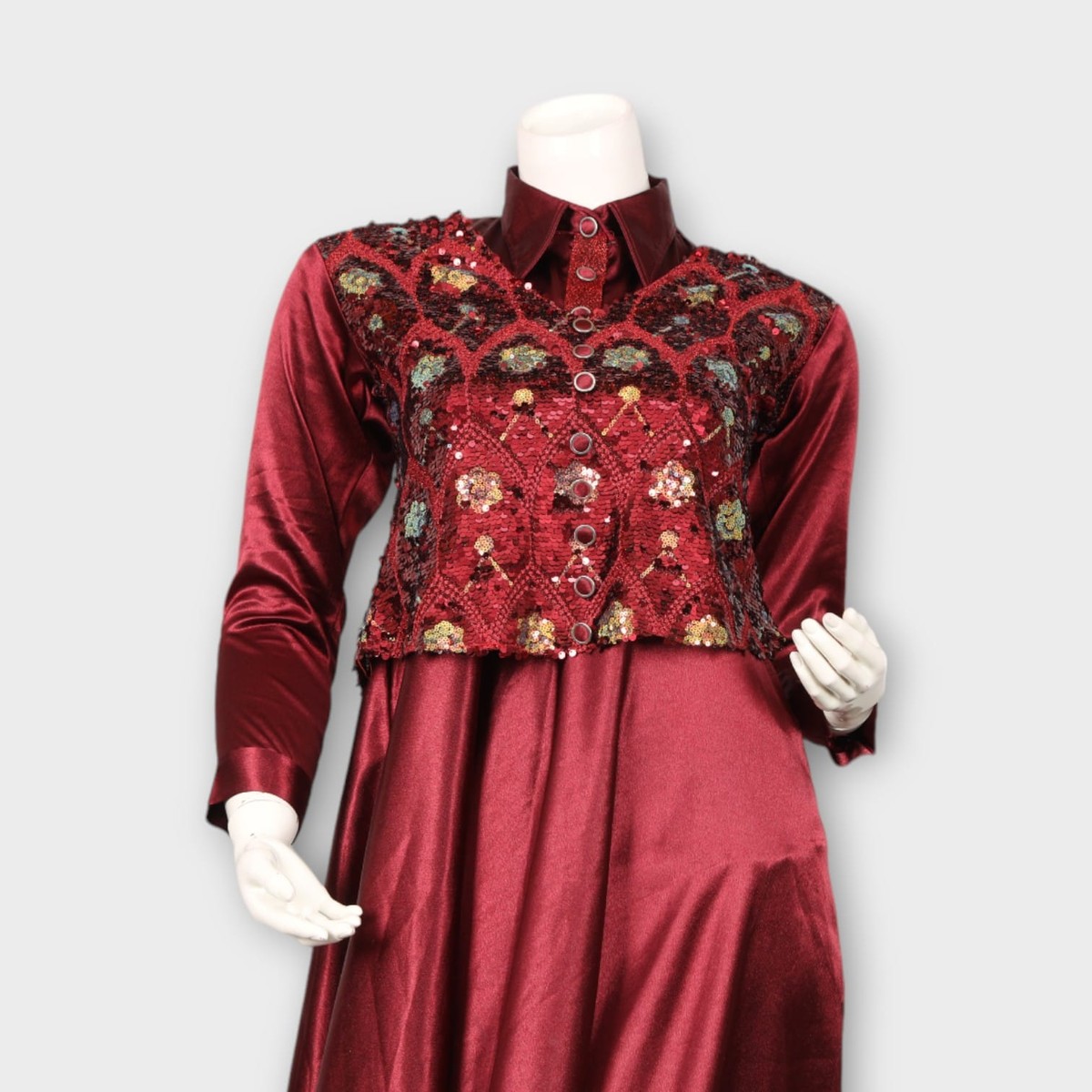 maroon flared dress White Floral Lace Sidney Coverup main image 1