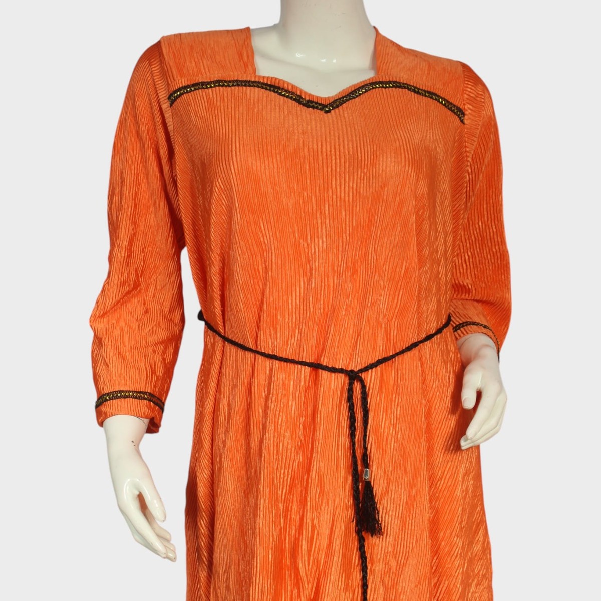 Rust Orange Casual Tunic Dress with Waist Tie 2