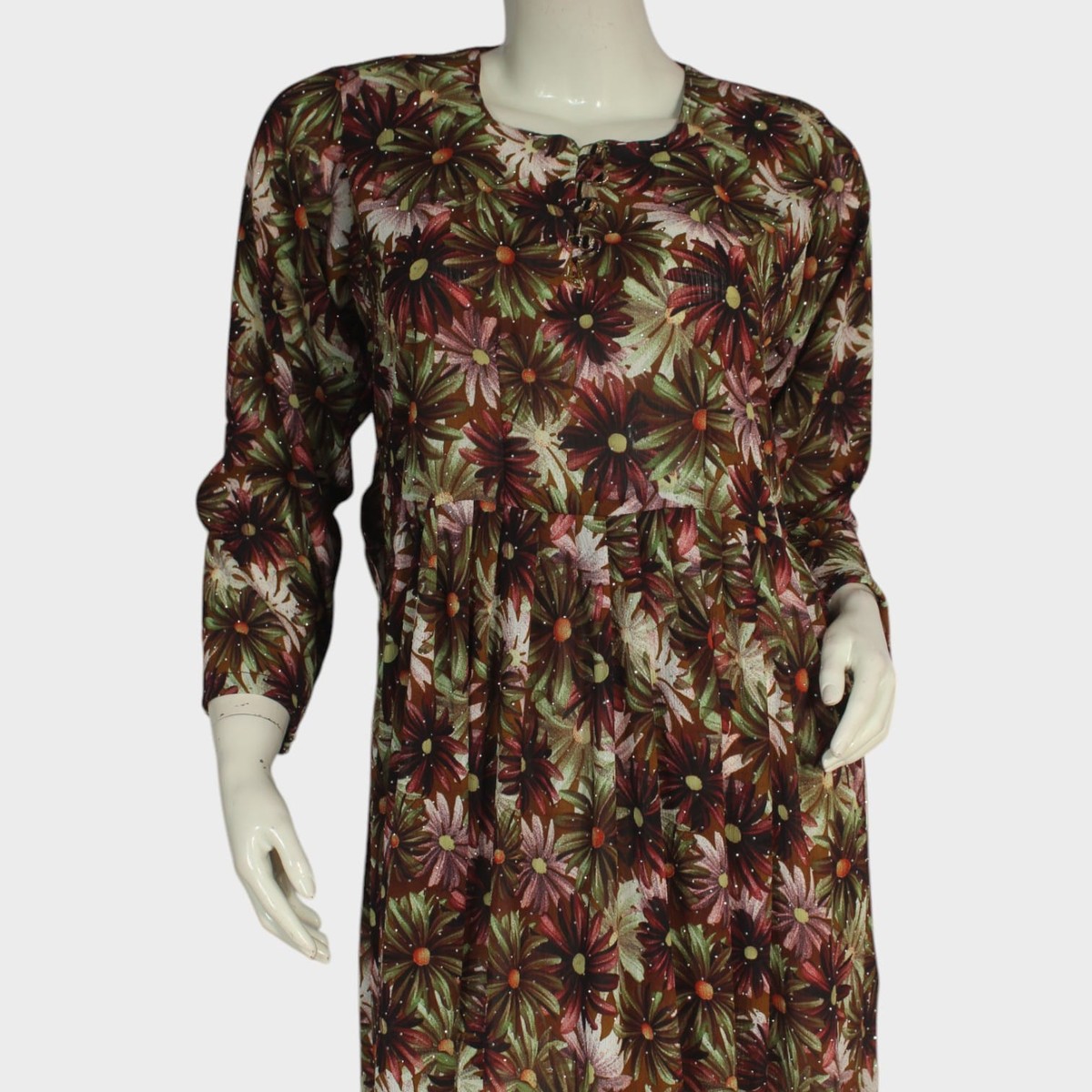 Floral Maroon Printed Long Dress 3