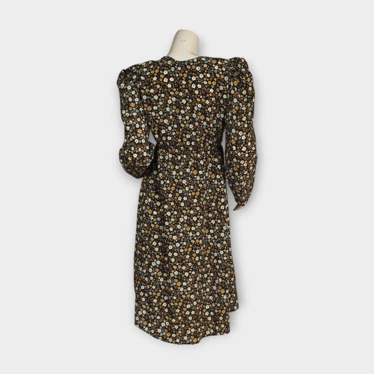 Vintage Floral Puff-Sleeve Midi Dress 2