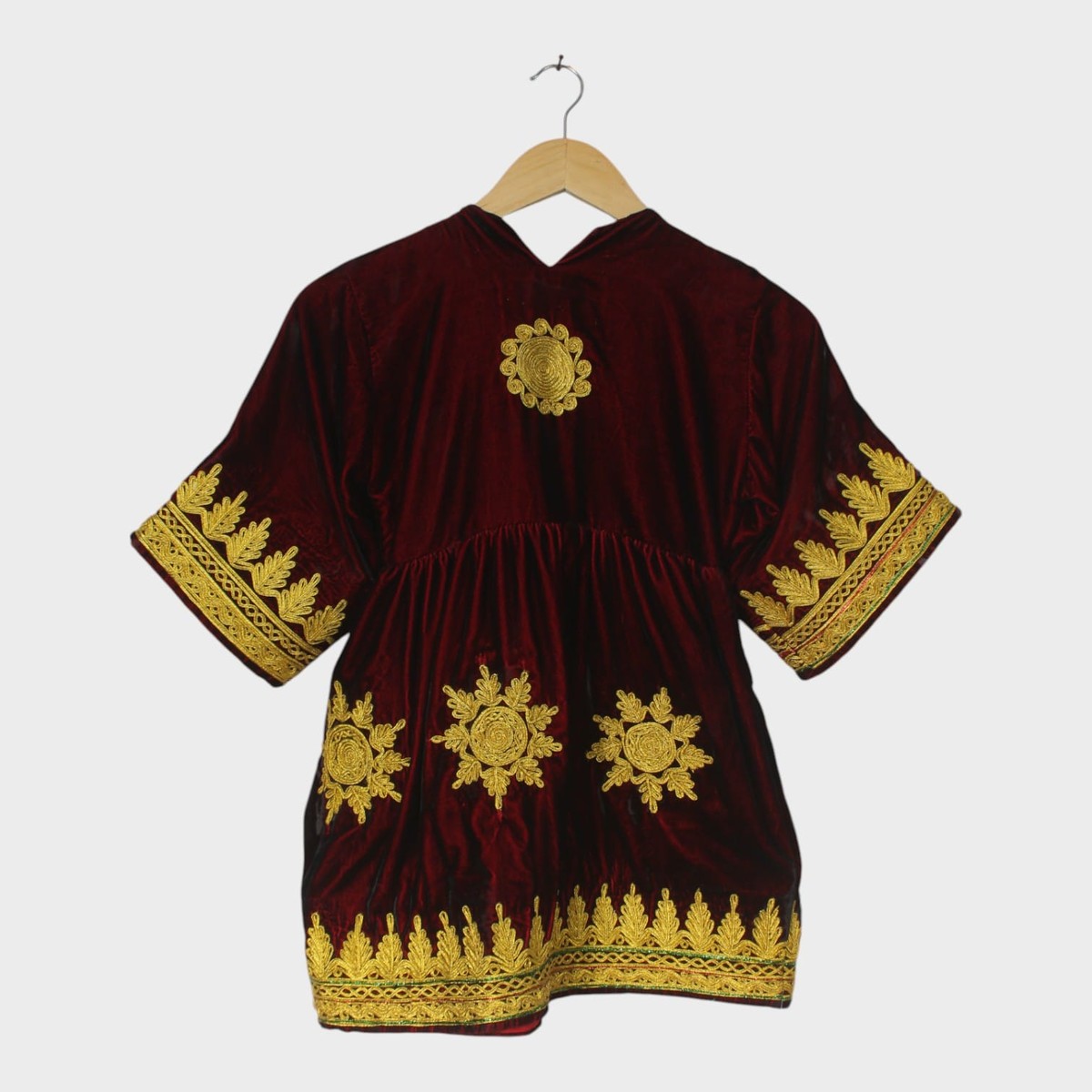 Afghani Velvet Dress with Golden Embroidery for kids 3