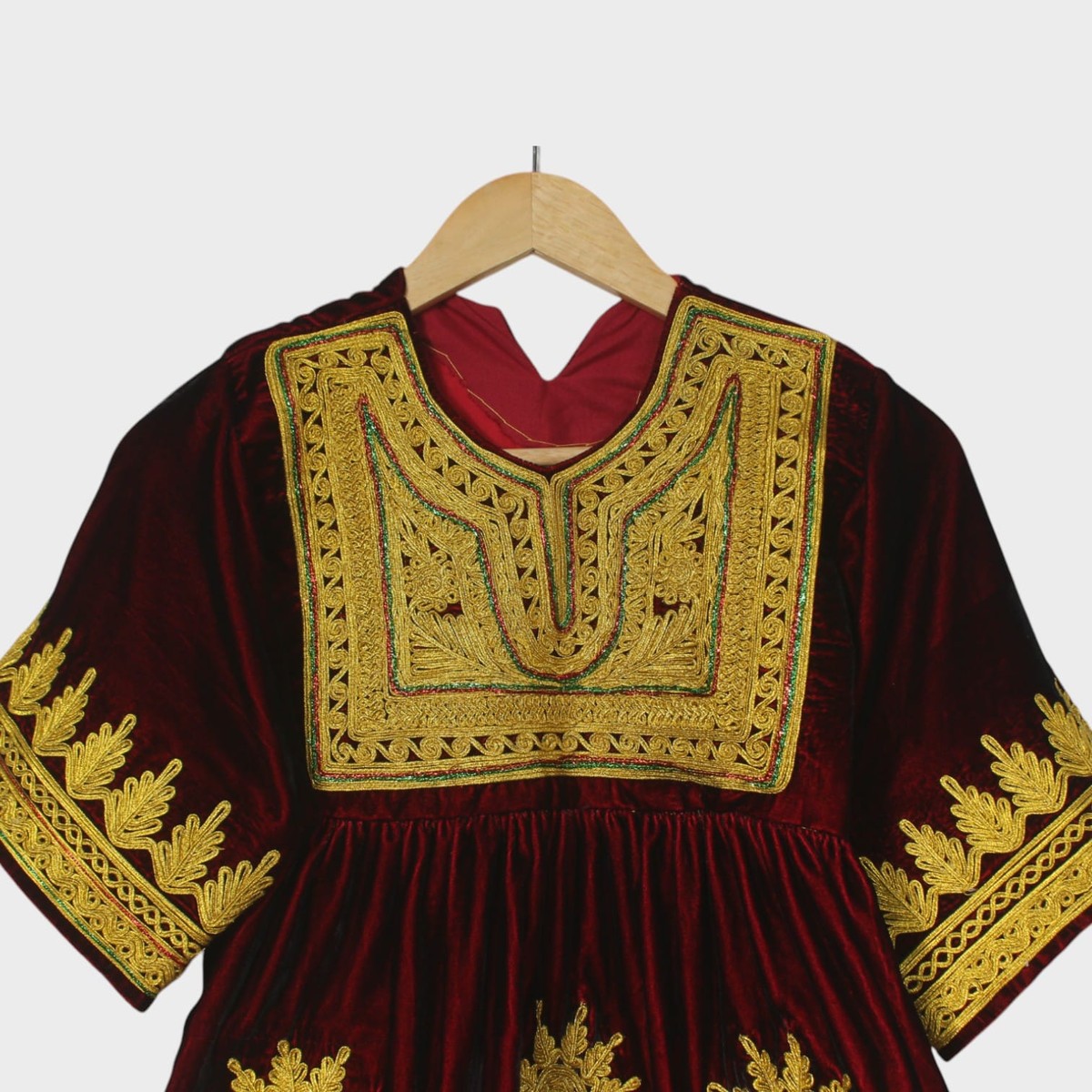 Afghani Velvet Dress with Golden Embroidery for kids 1
