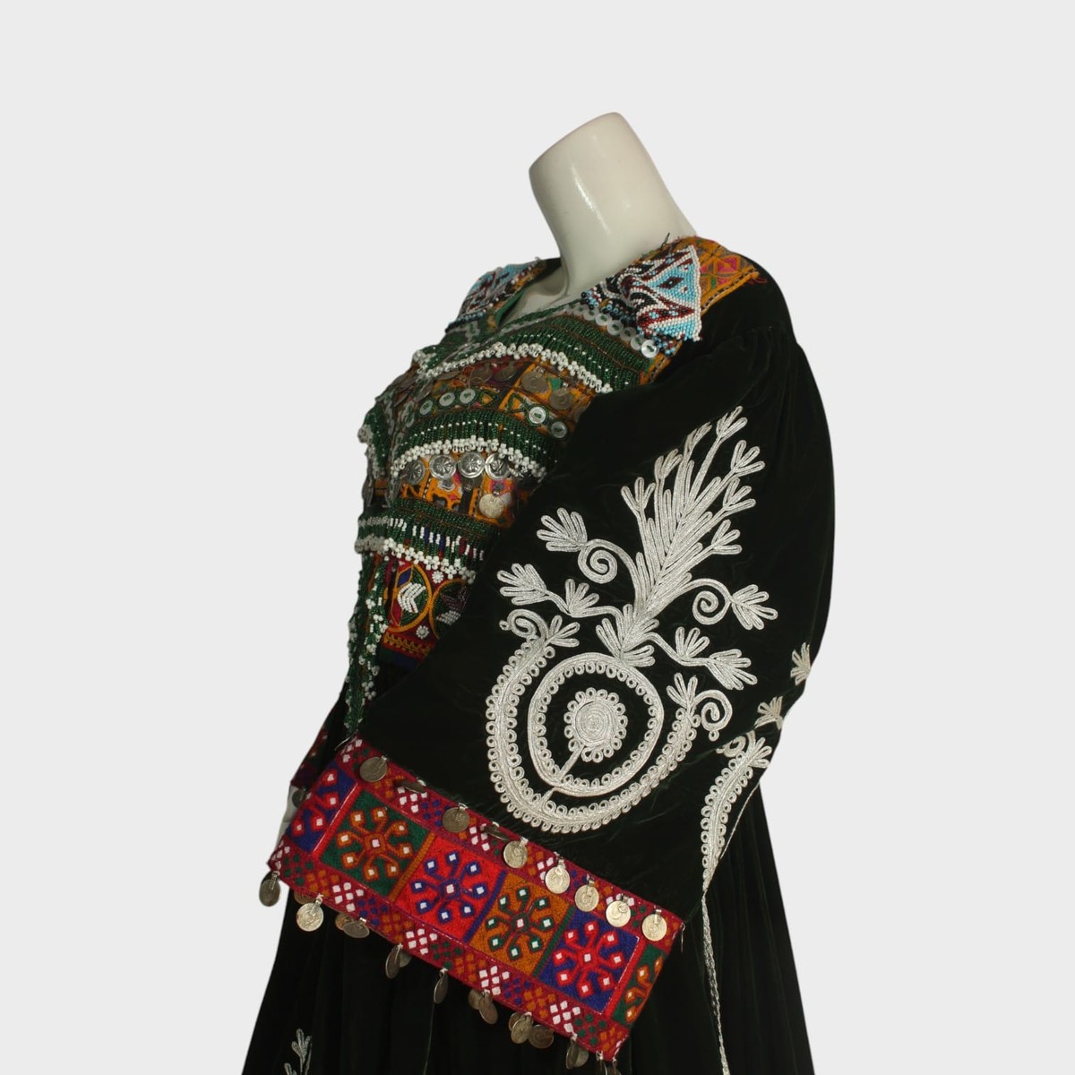 Traditional Black Afghani Velvet Dress with Multicolor Embroidery – Women's Ethnic Wear 3