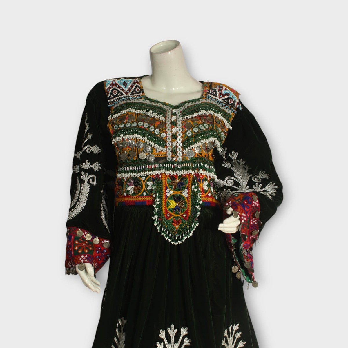 Traditional Black Afghani Velvet Dress with Multicolor Embroidery – Women's Ethnic Wear 4
