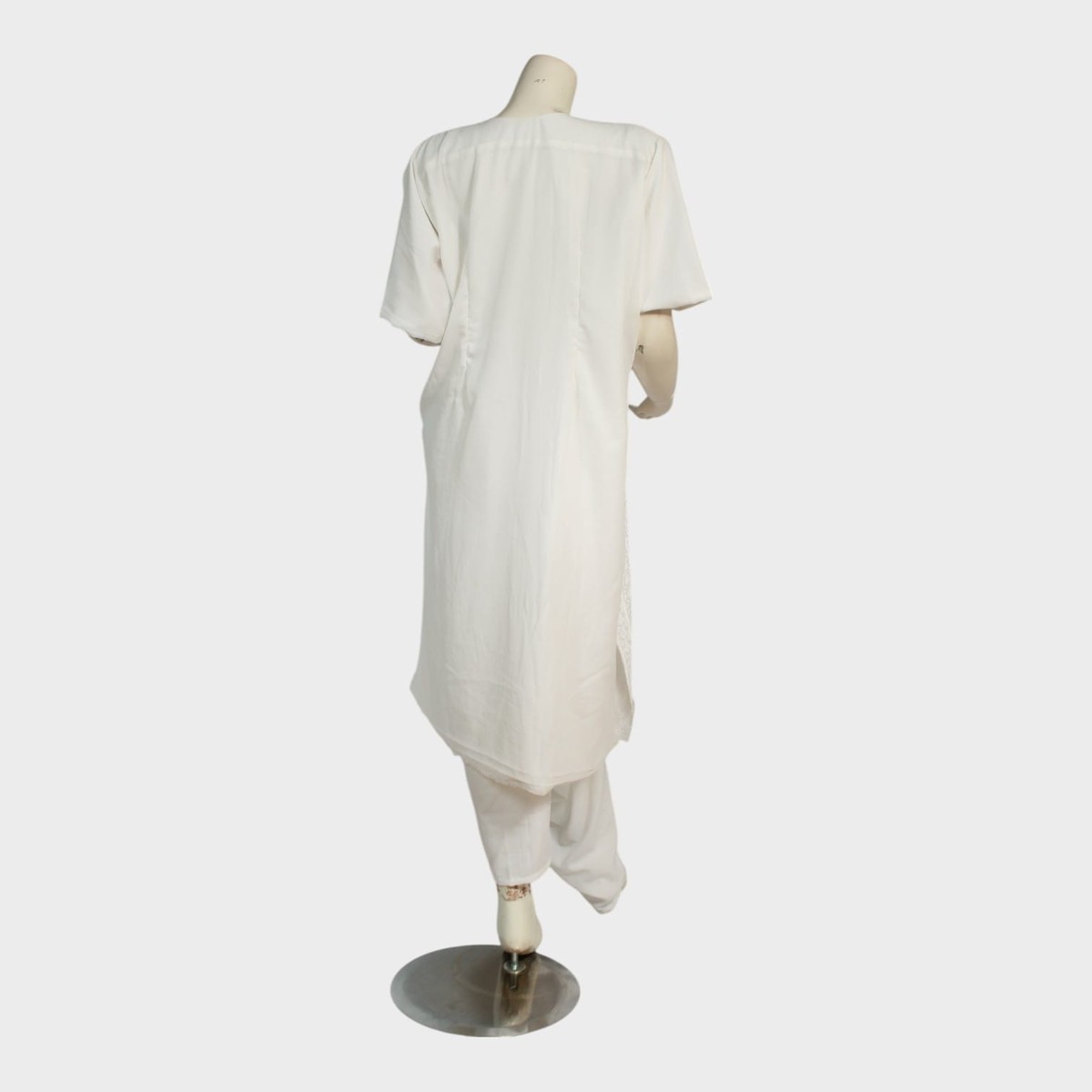 White Embroidered Afghan Kurta Set with Multicolor Traditional Shawl 1