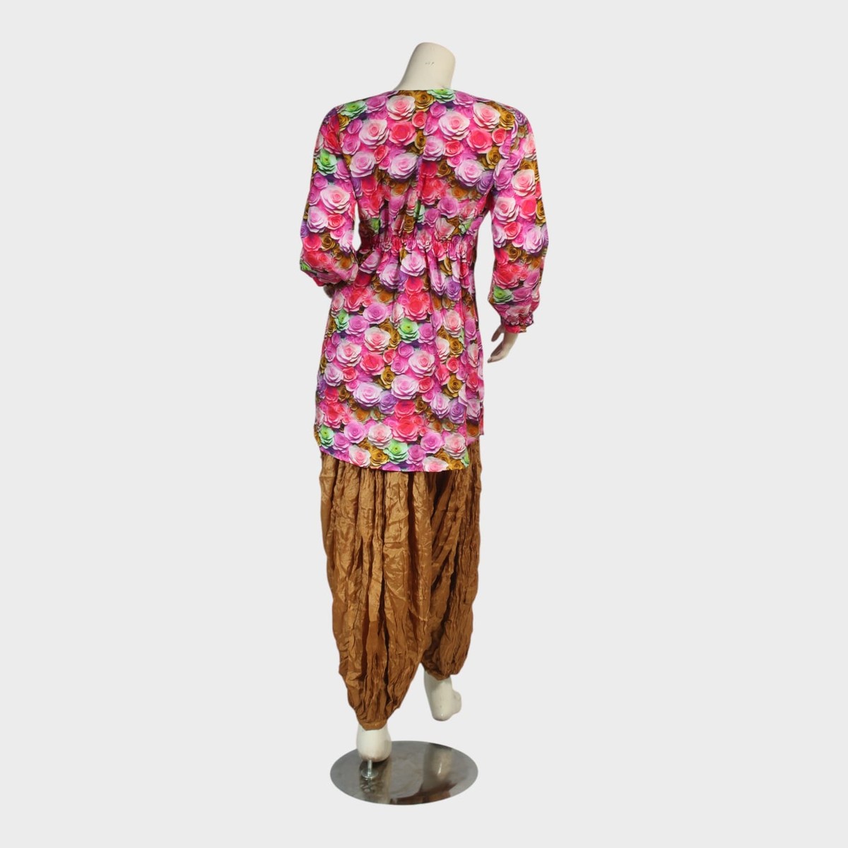 Rose Garden Print Top with Crinkle Patloon Set 2