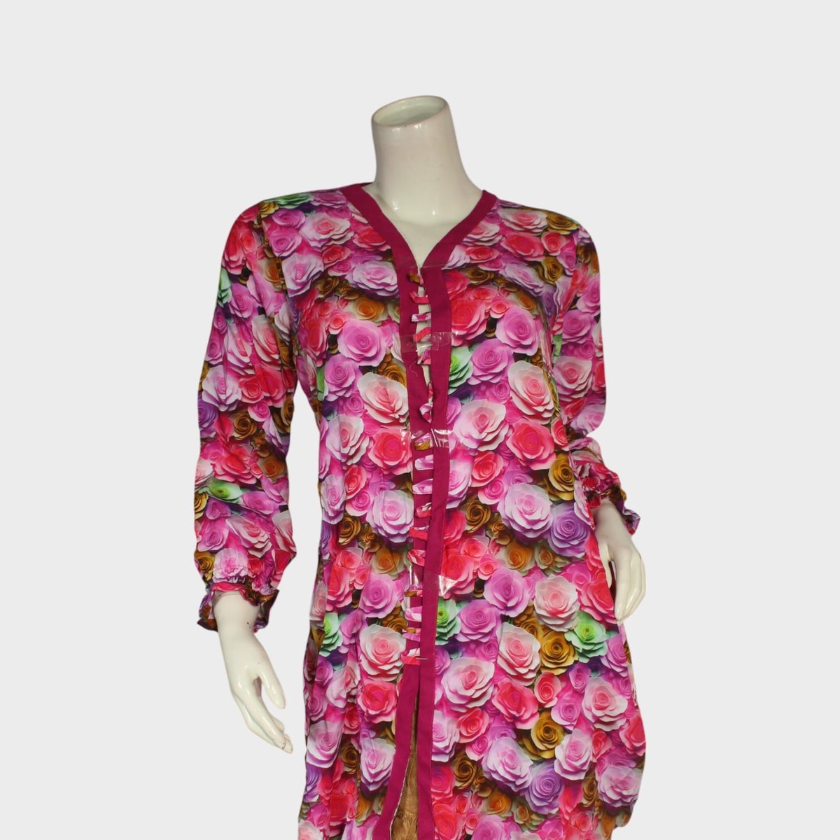 Rose Garden Print Top with Crinkle Patloon Set 1