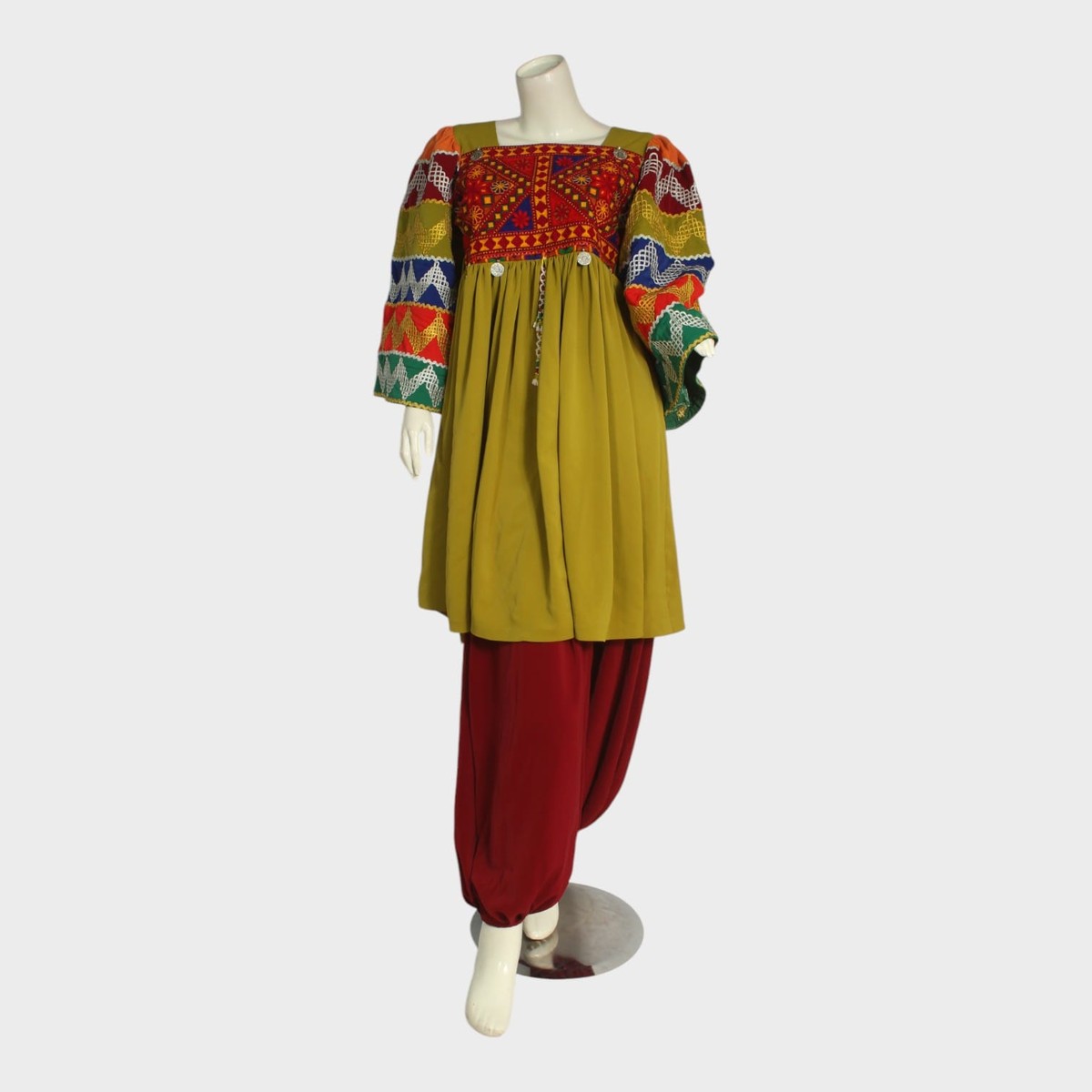Multicolor Embroidered Afghani Traditional Dress Set 3