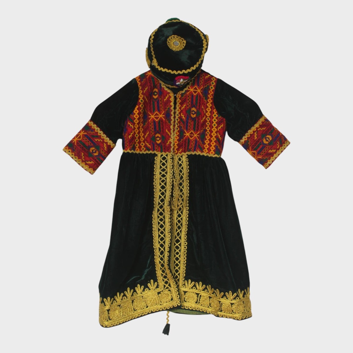 Traditional Afghani girl Dress Set with Hat 3