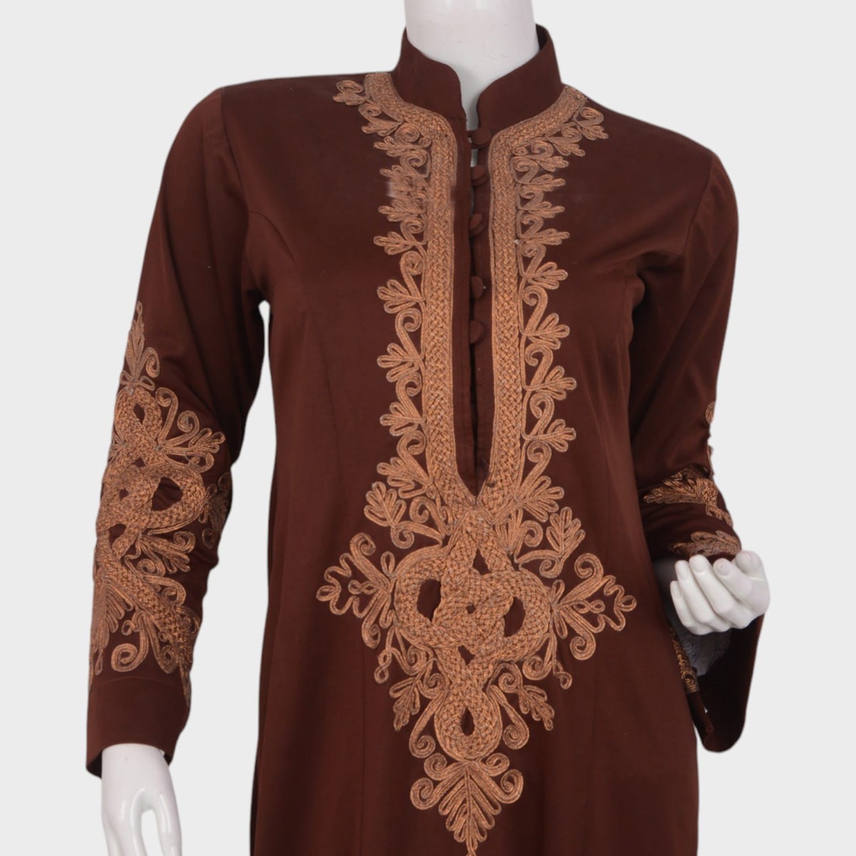 Afghani Brown Dress with Intricate Embroidery 2
