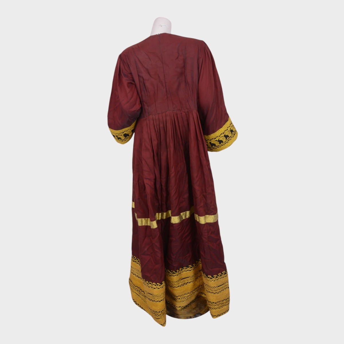 Afghani Maroon Dress with Yellow Embroidery 4