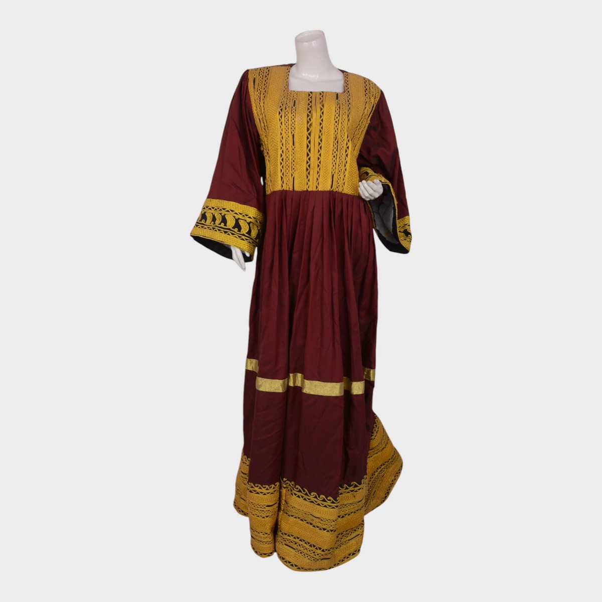 Afghani Maroon Dress with Yellow Embroidery 2