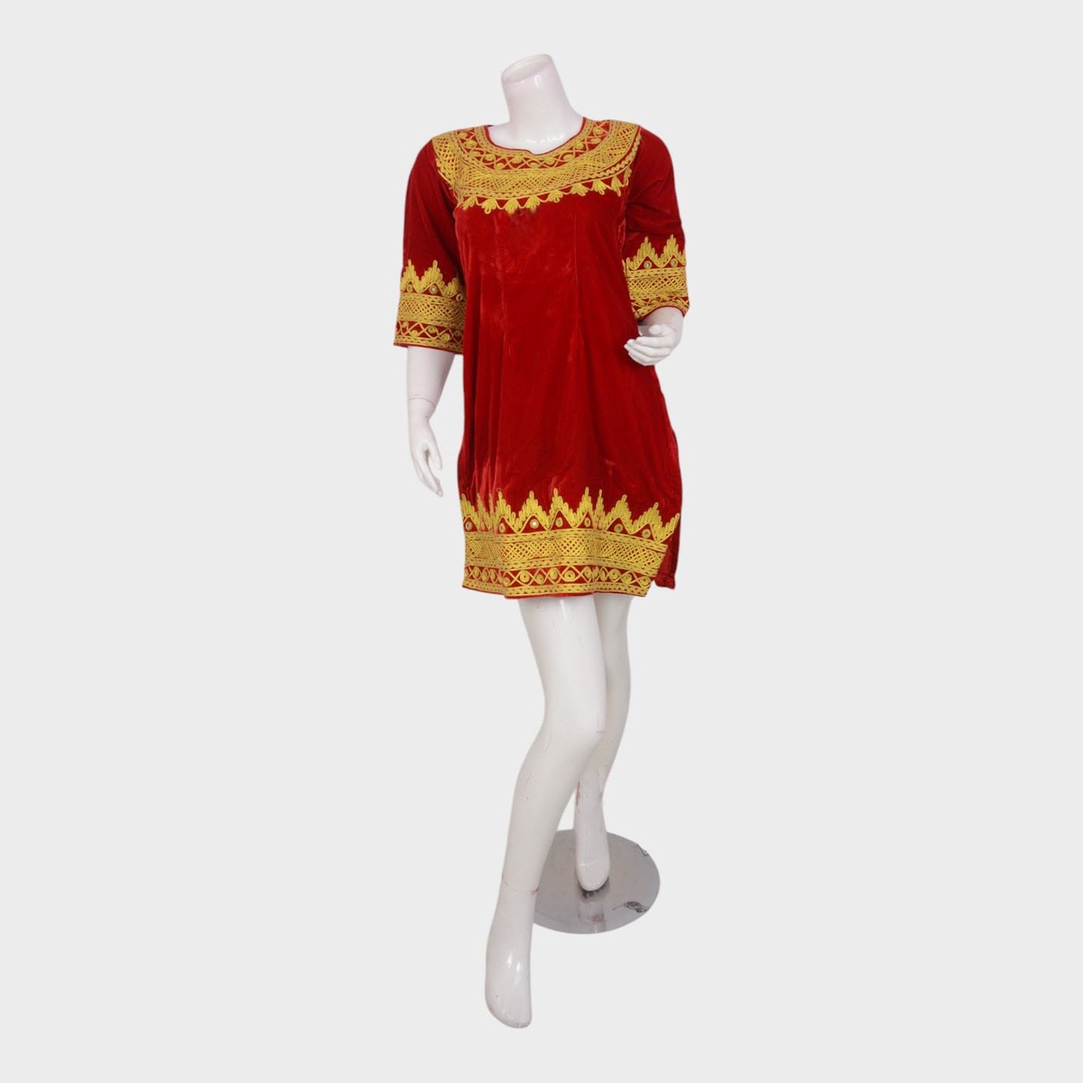 Gandi Afghani Red Velvet Dress 4