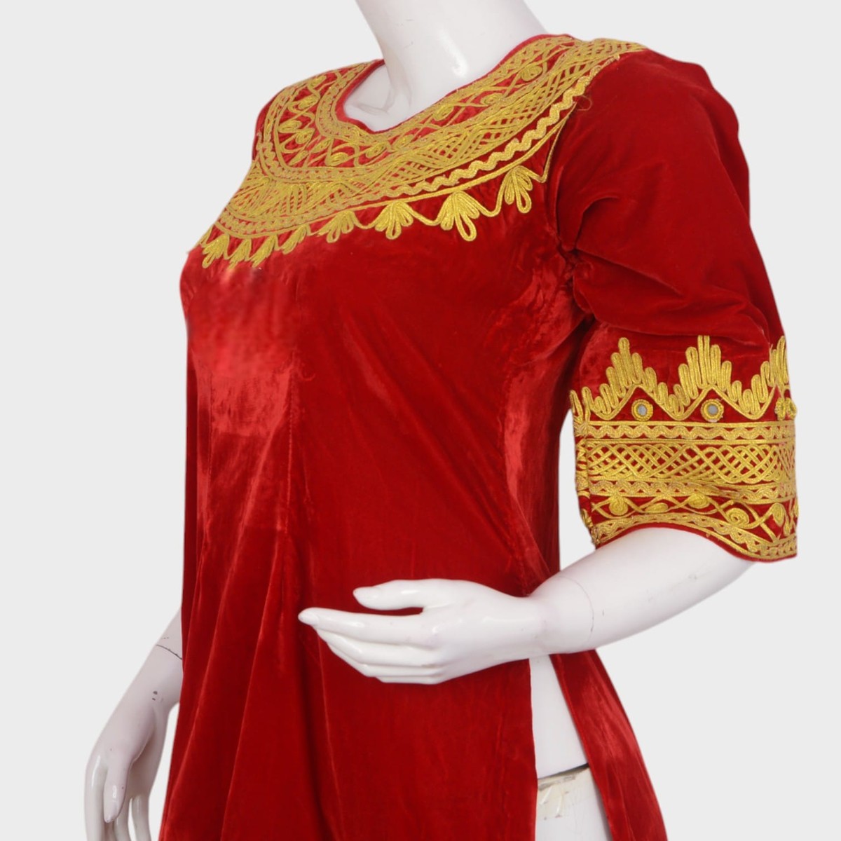 Gandi Afghani Red Velvet Dress 2
