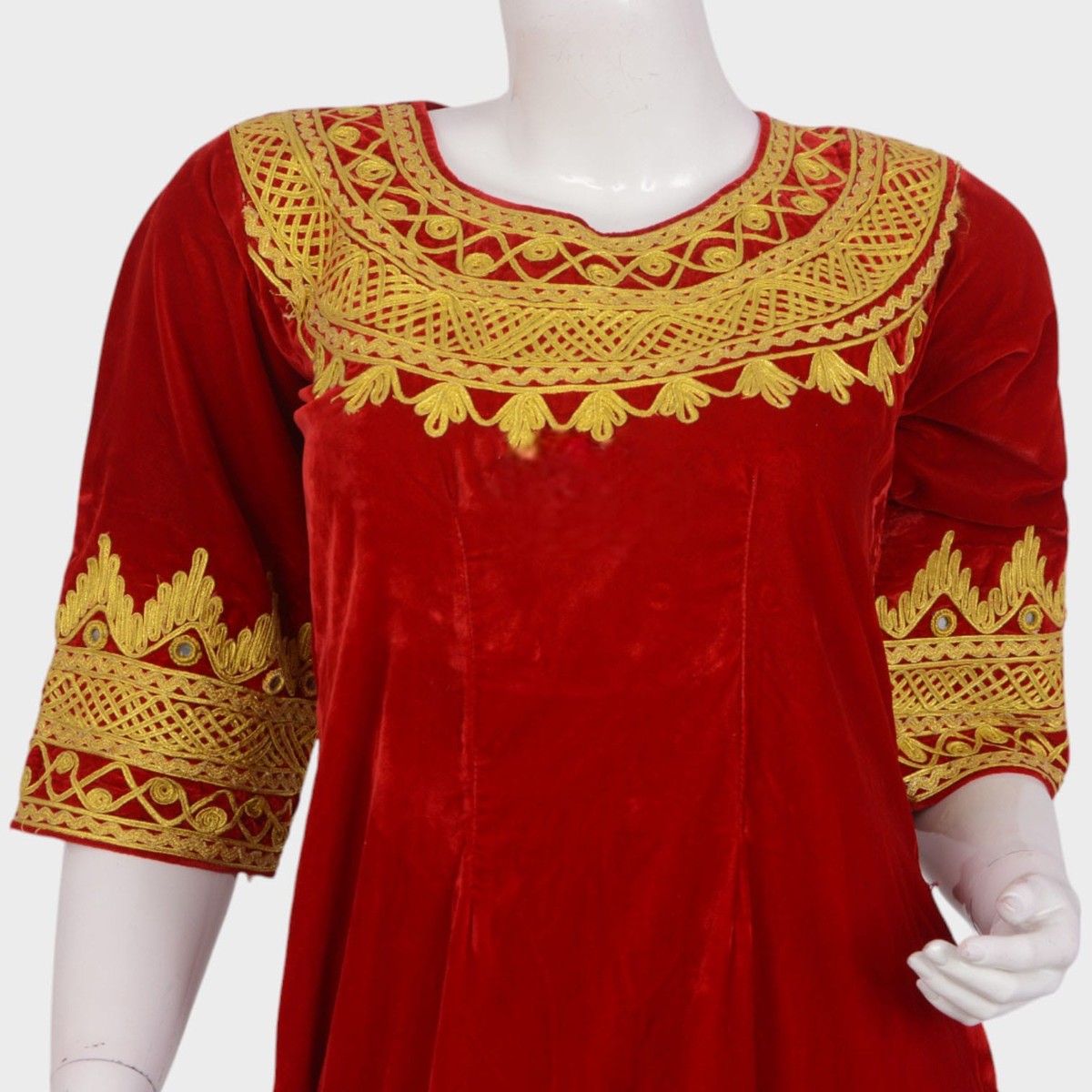 Gandi Afghani Red Velvet Dress 3